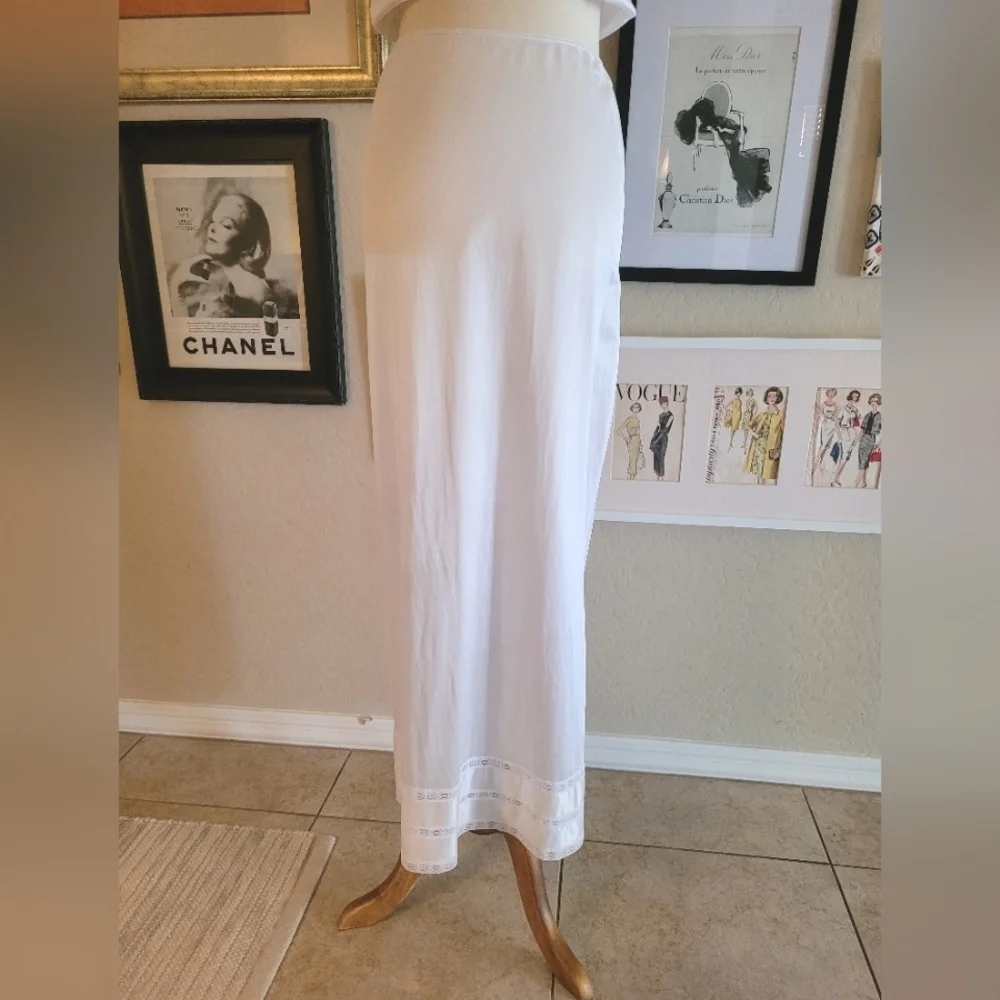 Vintage -‎ Sears White Nylon Maxi Slip with Lace Trim - Picture 3 of 5